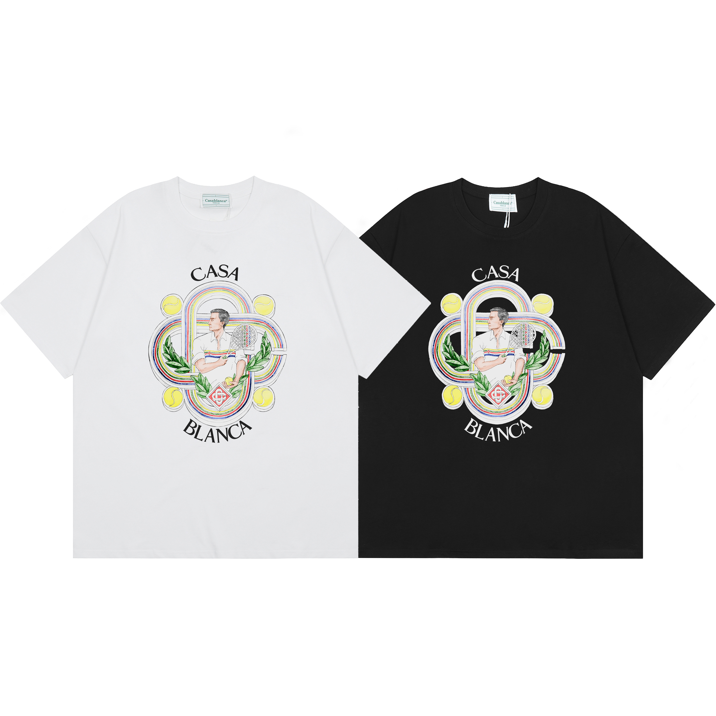 EM Sneakers Casablanca Printed T-Shirt Le Joueur White /Black