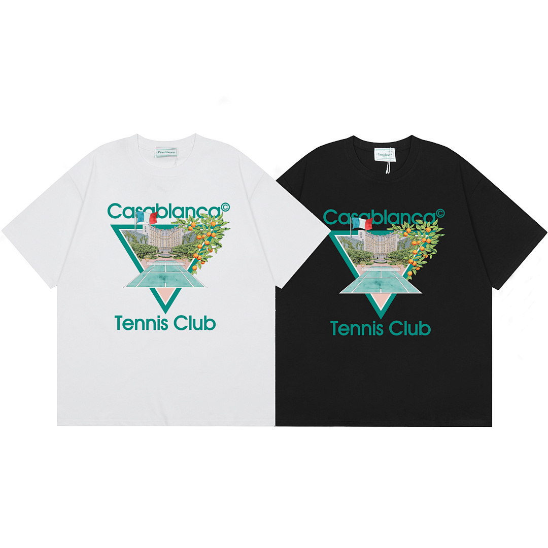 EM Sneakers Casablanca Tennis Club Icon Short Sleeve T‑Shirt White /Black