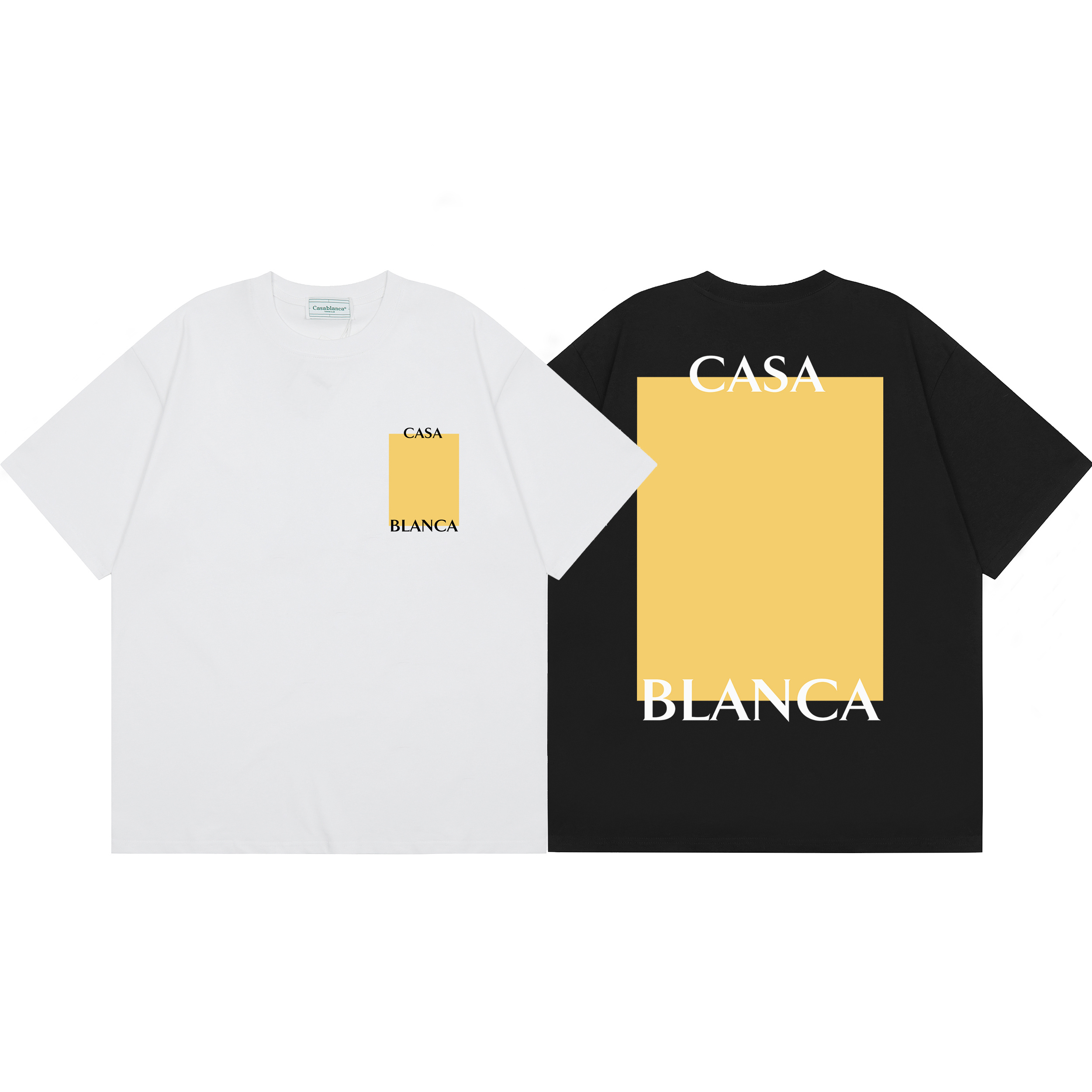 EM Sneakers Casablanca Yellow Square-Print T-Shirt White /Black