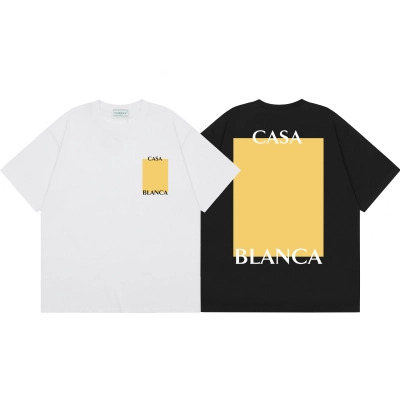 EM Sneakers Casablanca Yellow Square-Print T-Shirt White /Black 01