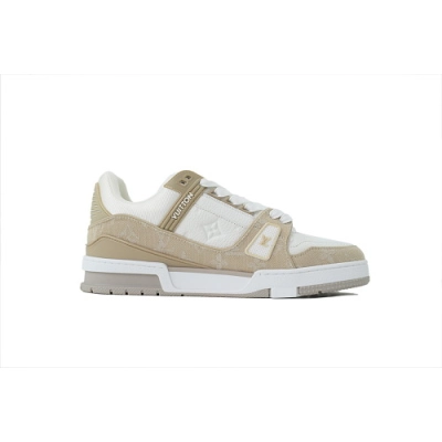 EM Sneakers Louis Vuitton Trainer(NFC Chip Edition)Beige 02