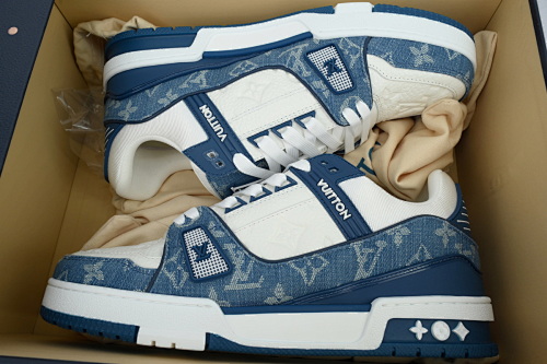 EM Sneakers Louis Vuitton Trainer(NFC Chip Edition)Blue Jean