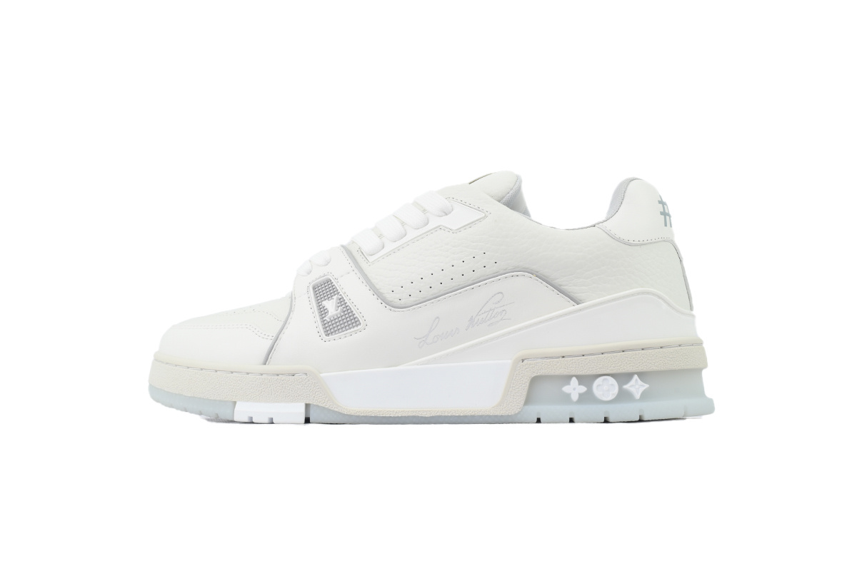 EM Sneakers Louis Vuitton Trainer(NFC Chip Edition)Cream White Grey Signature