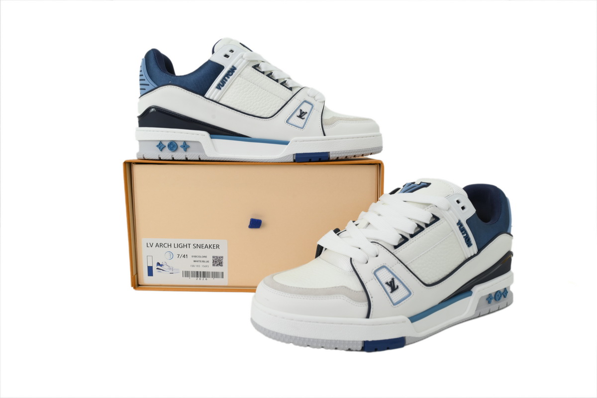 EM Sneakers Louis Vuitton Trainer Sneaker(NFC Chip Edition)White Blue