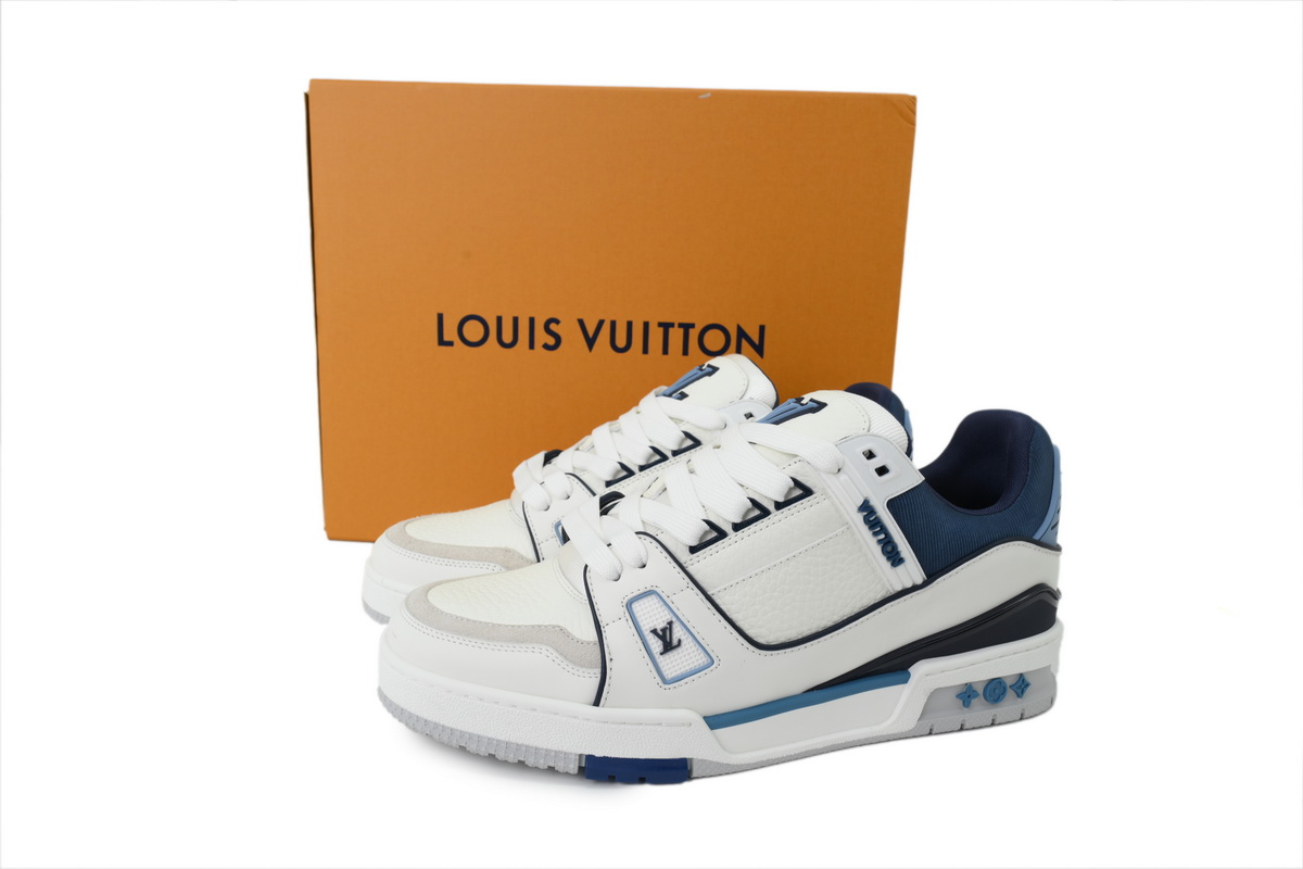 EM Sneakers Louis Vuitton Trainer Sneaker(NFC Chip Edition)White Blue