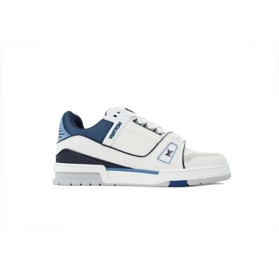 EM Sneakers Louis Vuitton Trainer Sneaker(NFC Chip Edition)White Blue 02
