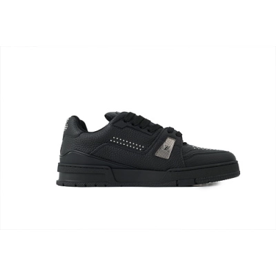 EM Sneakers Louis Vuitton Trainer Sneaker(NFC Chip Edition)Black Calf Leather 02