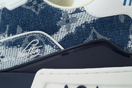 EM Sneakers Louis Vuitton Trainer Sneaker(NFC Chip Edition)Blue Denim Fabric