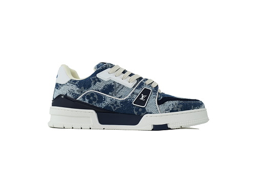 EM Sneakers Louis Vuitton Trainer Sneaker(NFC Chip Edition)Blue Denim Fabric