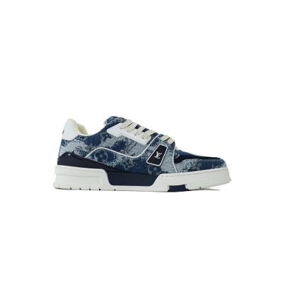 EM Sneakers Louis Vuitton Trainer Sneaker(NFC Chip Edition)Blue Denim Fabric 02