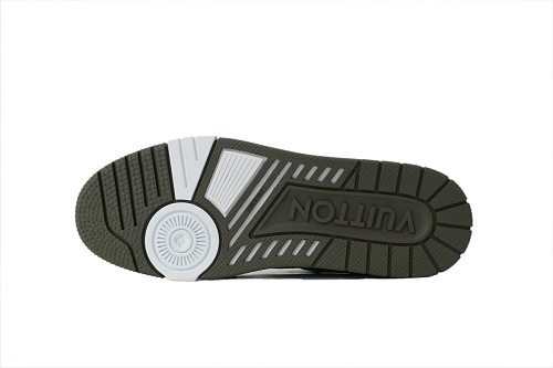 EM Sneakers Louis Vuitton Trainer Sneaker(NFC Chip Edition)Khaki Green Monogram Denim