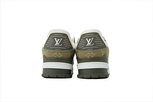 EM Sneakers Louis Vuitton Trainer Sneaker(NFC Chip Edition)Khaki Green Monogram Denim