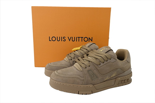 EM Sneakers Louis Vuitton Trainer Sneaker(NFC Chip Edition)Taupe Brown Damier Embossed