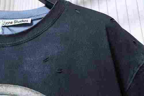 EM Sneakers Acne Studios Distressed Sandblasted Navy Blue T-Shirt