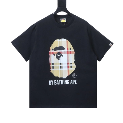 EM Sneakers BAPE A Bathing Ape Check by Bathing T-shirt Black Beige 01