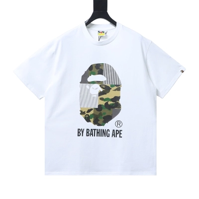 EM Sneakers BAPE Military Crazy Big Ape Head T-shirt White 01