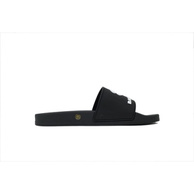 EM Sneakers Balenciaga logo-embroidered Pool Slides Black White 02