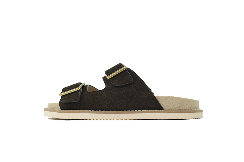 EM Sneakers Brunello Cucinelli Buckle Suede Slippers Coffee