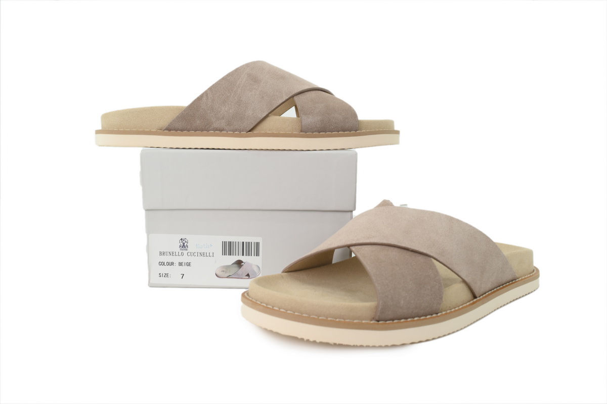 EM Sneakers Brunello Cucinelli Crossover Slides Suede Beige