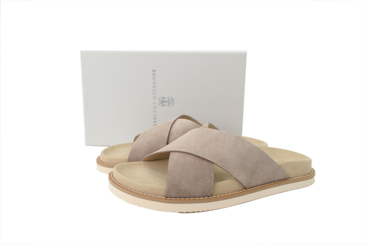 EM Sneakers Brunello Cucinelli Crossover Slides Suede Beige