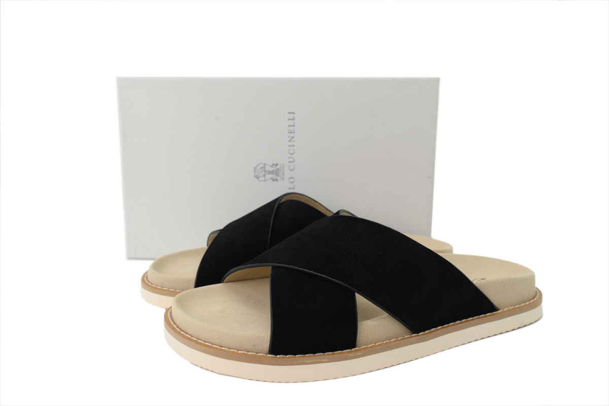 EM Sneakers Brunello Cucinelli Crossover Slides Suede Black