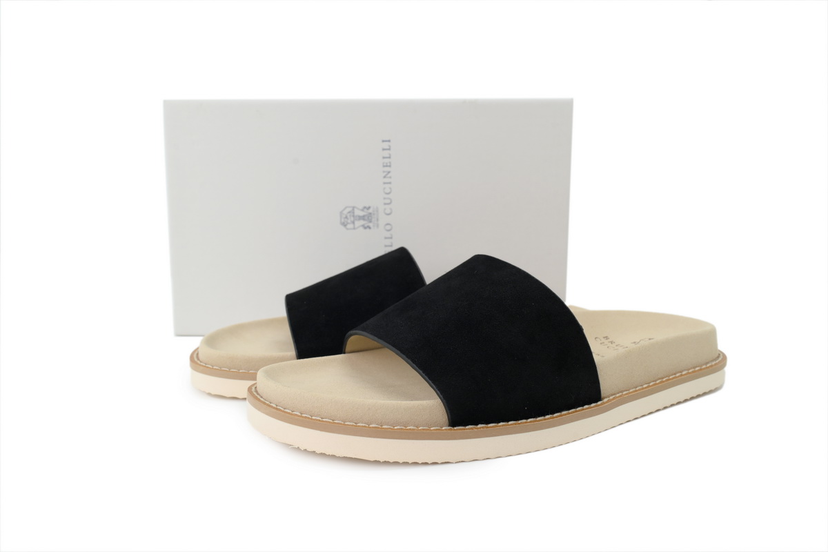 EM Sneakers Brunello Cucinelli Suede Sandals Black