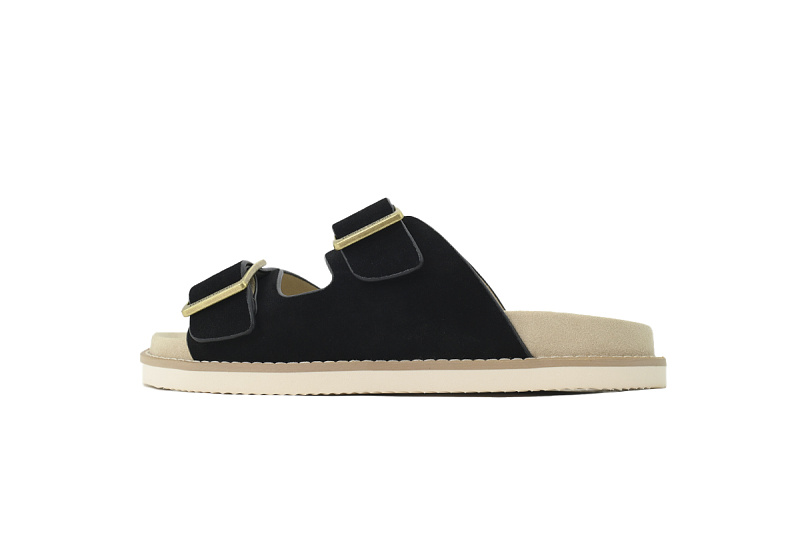 EM Sneakers Brunello Cucinelli Suede Slide Sandals Black