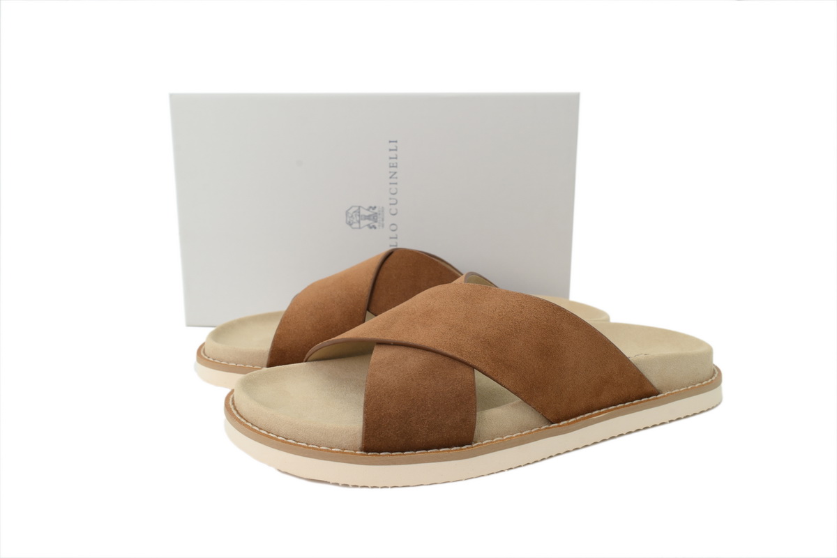 EM Sneakers Brunello Cucinelli Crossover Slides Suede Brown