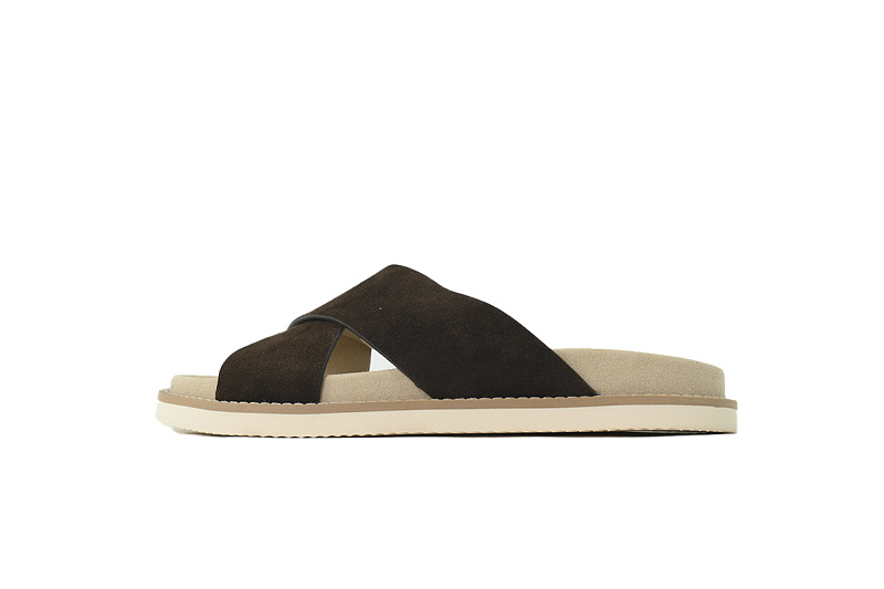 EM Sneakers Brunello Cucinelli Suede Slide Sandals Coffee