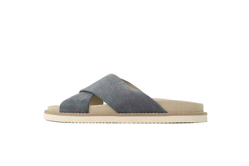 EM Sneakers Brunello Cucinelli Suede Slide Sandals Grey