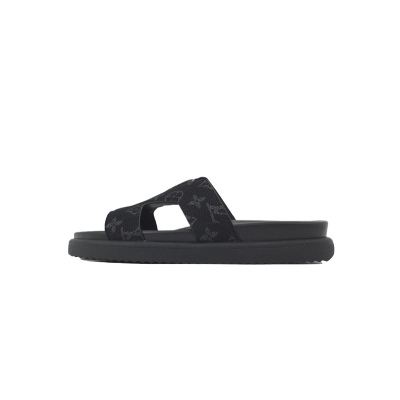 EM Sneakers Louis Vuitton Oasis Mule Shoes Black Denim Fabric 01