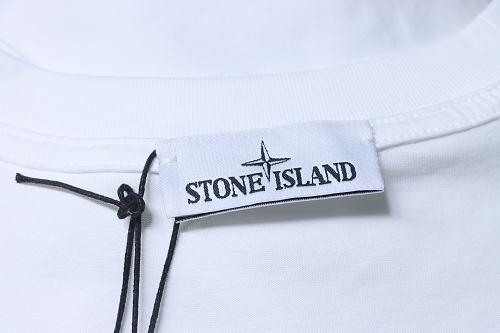 EM Sneakers Stone Island Cuff-Patch White T-Shirt