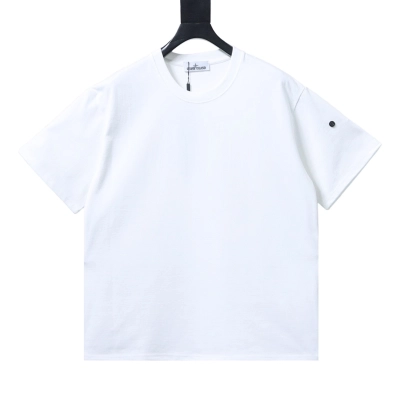 EM Sneakers Stone Island Cuff-Patch White T-Shirt 01