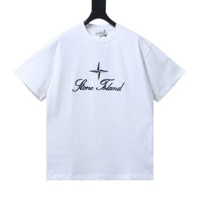 EM Sneakers Stone Island Embroidered Logo T-Shirt White 01