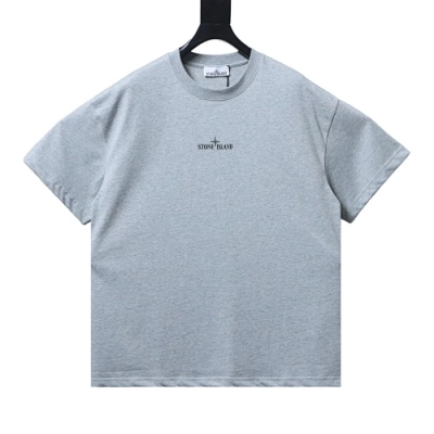 EM Sneakers Stone Island T-Shirt with Back Map Print Gray 02