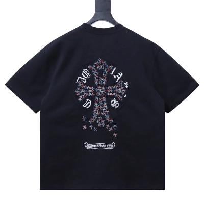 EM Sneakers Chrome Hearts CH Colorful Cross Appliqué T-Shirt Black 02