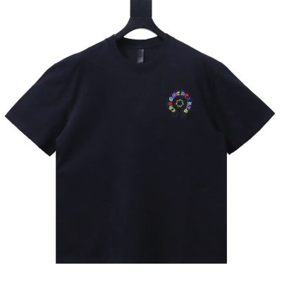 EM Sneakers Chrome Hearts CH Colorful Horseshoe Appliqué T-Shirt Black 01