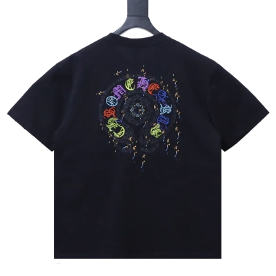 EM Sneakers Chrome Hearts CH Colorful Horseshoe Appliqué T-Shirt Black 02