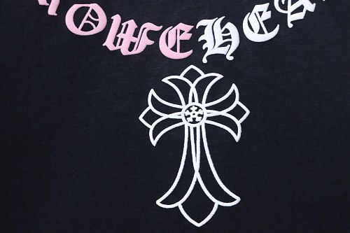 EM Sneakers Chrome Hearts Color-block Gothic Script & Cross Print T-Shirt Black