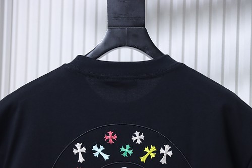 EM Sneakers Chrome Hearts Colorful Cross Cluster Embroidered T-Shirt Black