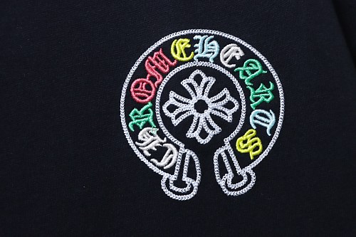 EM Sneakers Chrome Hearts Colorful Cross Cluster Embroidered T-Shirt Black