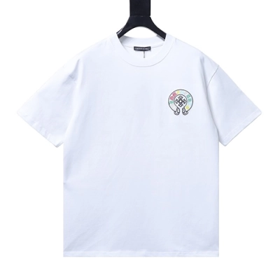 EM Sneakers Chrome Hearts Colorful Cross Cluster Embroidered T-Shirt White 01
