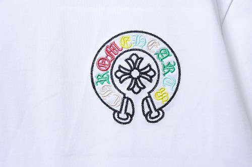 EM Sneakers Chrome Hearts Colorful Cross Cluster Embroidered T-Shirt White