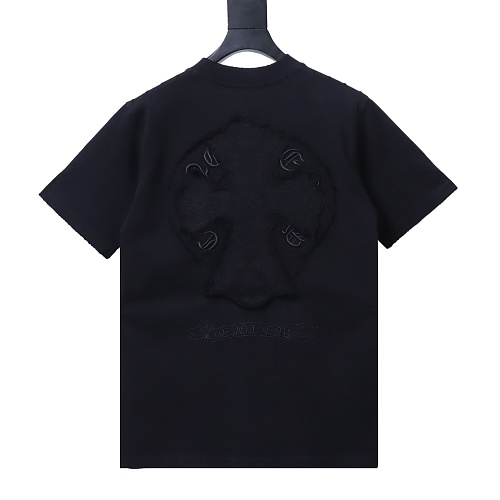 EM Sneakers Chrome Hearts Cross & Sanskrit Patch French Terry T-Shirt Black