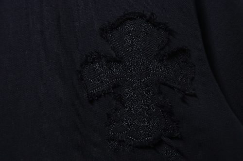 EM Sneakers Chrome Hearts Cross & Sanskrit Patch French Terry T-Shirt Black
