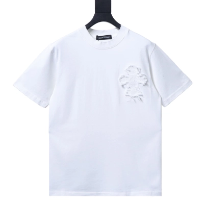 EM Sneakers Chrome Hearts Cross & Sanskrit Patch French Terry T-Shirt White 01