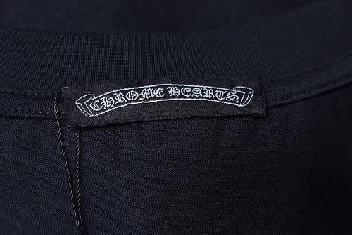 EM Sneakers Chrome Hearts Horseshoe Cross Burnout Appliqué & Embroidery Distressed T-Shirt Black