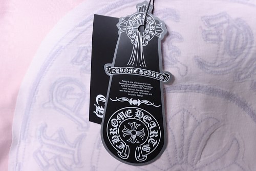 EM Sneakers Chrome Hearts Horseshoe Cross Burnout Appliqué & Embroidery Distressed T-Shirt Pink