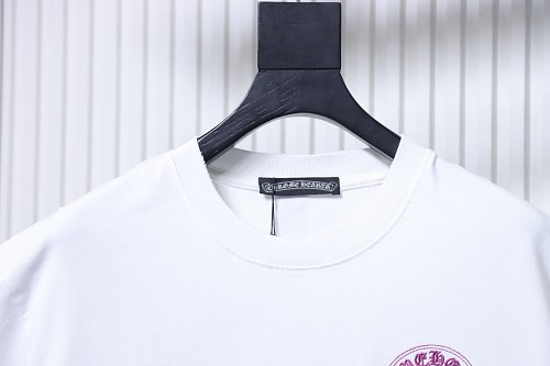 EM Sneakers Chrome Hearts Horseshoe Cross Burnout Appliqué & Embroidery Distressed T-Shirt White