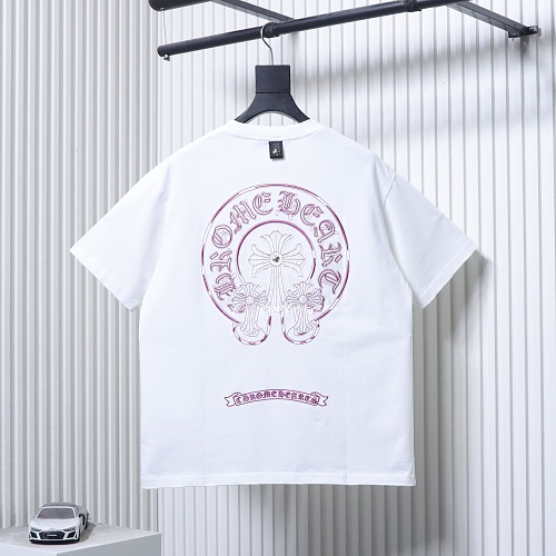 EM Sneakers Chrome Hearts Horseshoe Cross Burnout Appliqué & Embroidery Distressed T-Shirt White